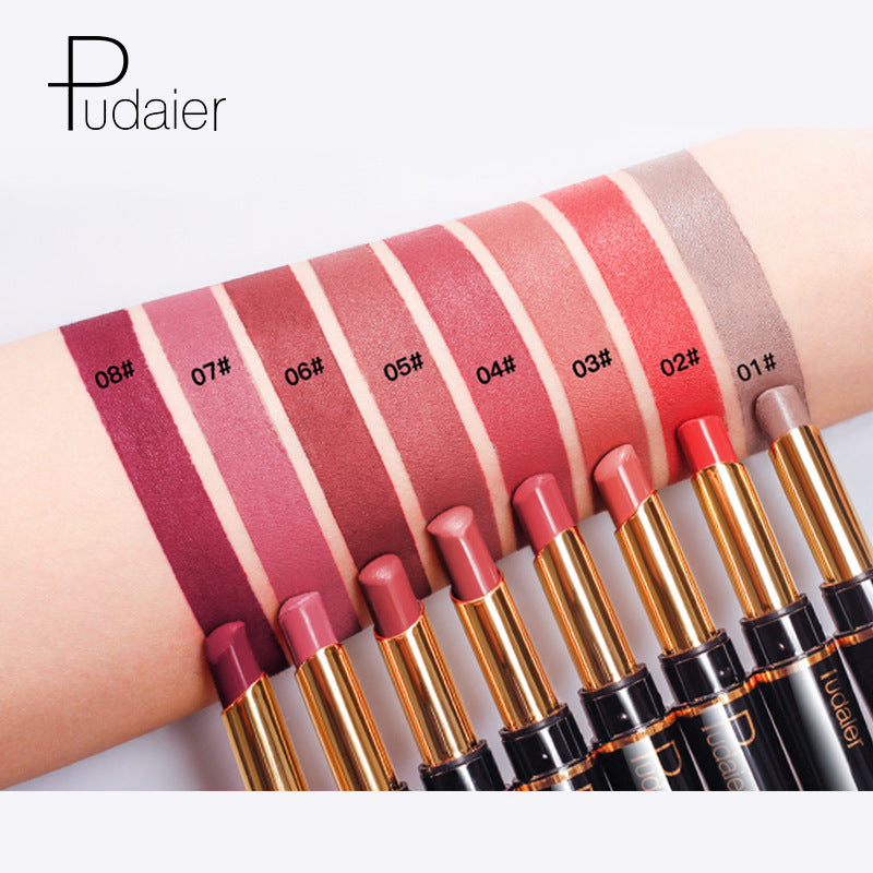 Hot Selling Pudaier Double Lipstick Lip Liner Matte Lip Glaze 16 Colors Lipstick Genuine Makeup Spot