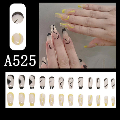 Summer fresh, sweet and cool style manicure, wearable nail pieces, French line blending, removable fake nail pieces, finished products wholesale