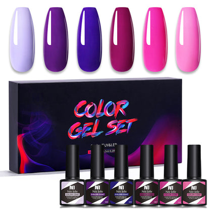 Nee Jolie cross-border new product wholesale 6 color box set nail polish glue set UV phototherapy glue base glue sealer