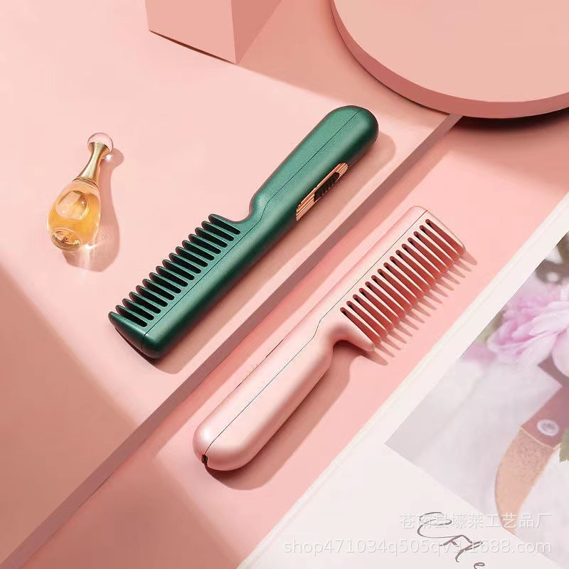 Cross-border portable straight hair comb USB hair straightener comb multi-functional curly hair straight hair dual-purpose comb for girls traveling.