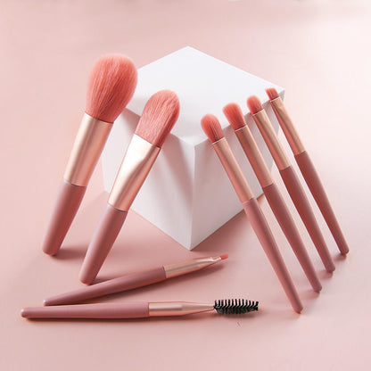 8 Mini Makeup Brush Set Morandi Portable Soft-Bristled Beginner Makeup Tool Set