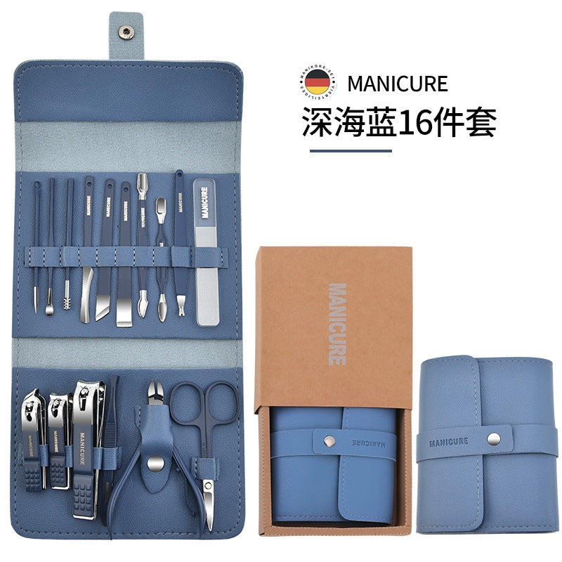 Stainless steel nail clipper set nail clipper gift set customized logo 16-piece nail clipper set Douyin hot style