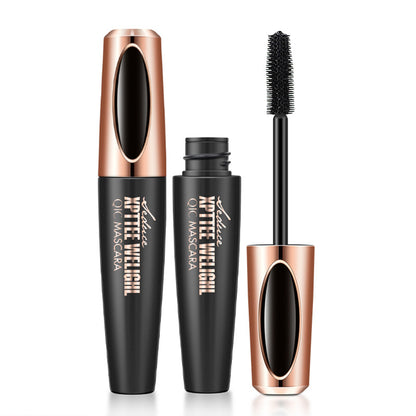 Cross-border Makeup QIC Membrane Volumizing Mascara Waterproof Thick Slender Curling Silicone Brush Head 4D Mascara