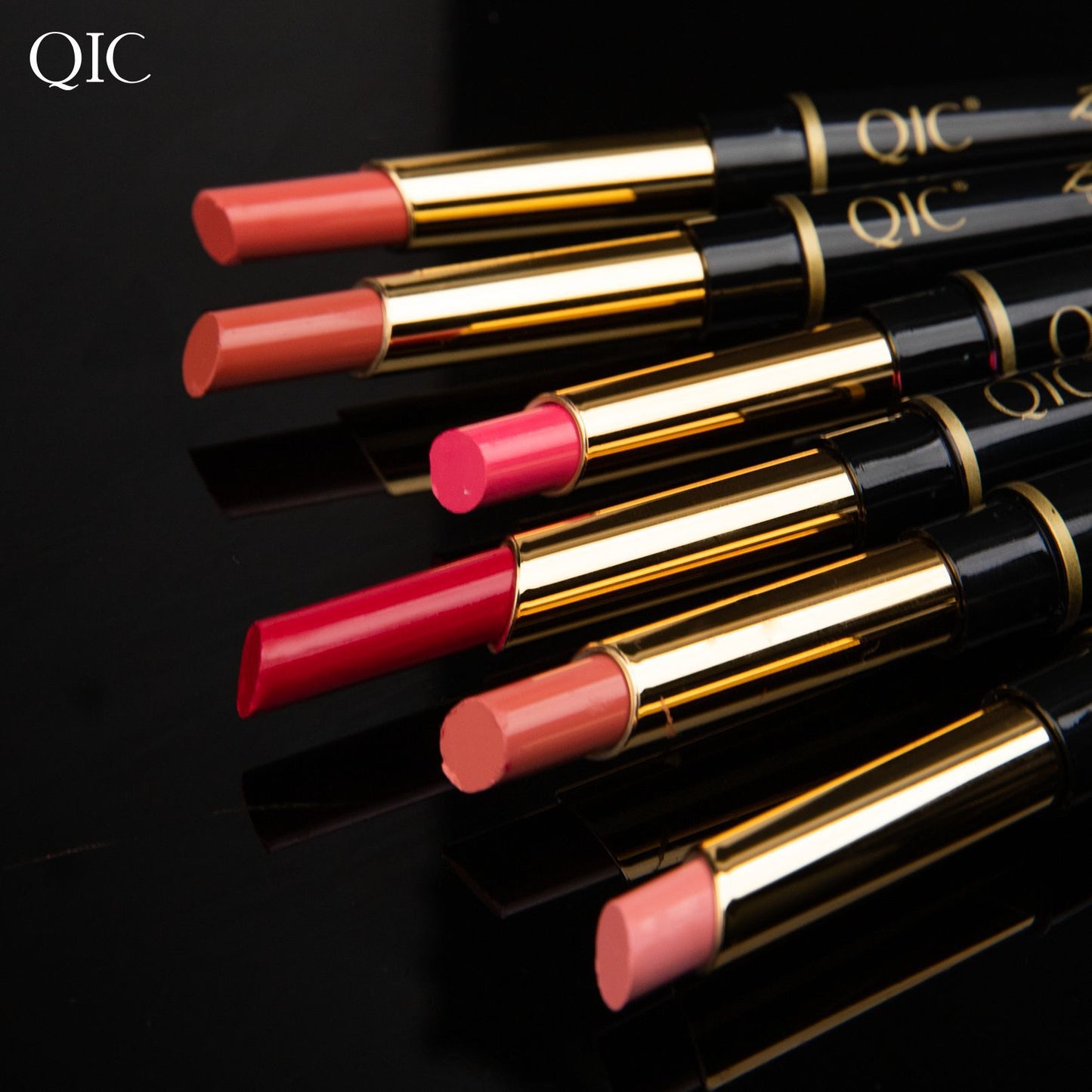 QIC double-headed lipstick lip liner two-in-one matte matte waterproof non-fading non-stick cup lipstick cross-border makeup