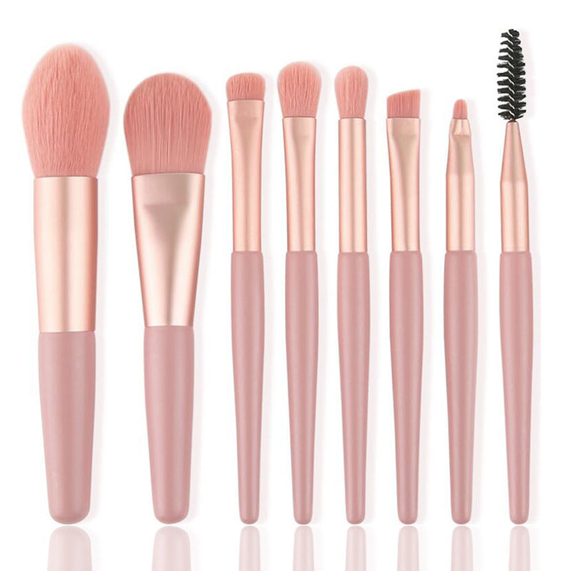 8 Mini Makeup Brush Set Morandi Portable Soft-Bristled Beginner Makeup Tool Set