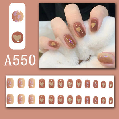 Summer fresh, sweet and cool style manicure, wearable nail pieces, French line blending, removable fake nail pieces, finished products wholesale