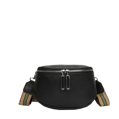 Genuine leather fashion saddle bag women's bag cross-border 2023 new crossbody bag double zipper first layer cowhide small bag shoulder bag