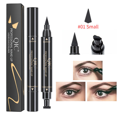 QIC double-headed seal triangle eyeliner, waterproof and non-smudge wing liquid eyeliner pen, vibrato net celebrity, the same beauty makeup