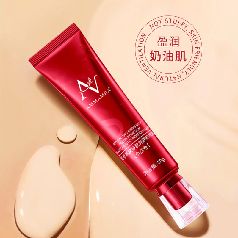 Explosive Red Ginseng Bird's Nest Peptide Nourishing Liquid Foundation Concealer Long-lasting No Makeup Moisturizing Oily Skin Foundation