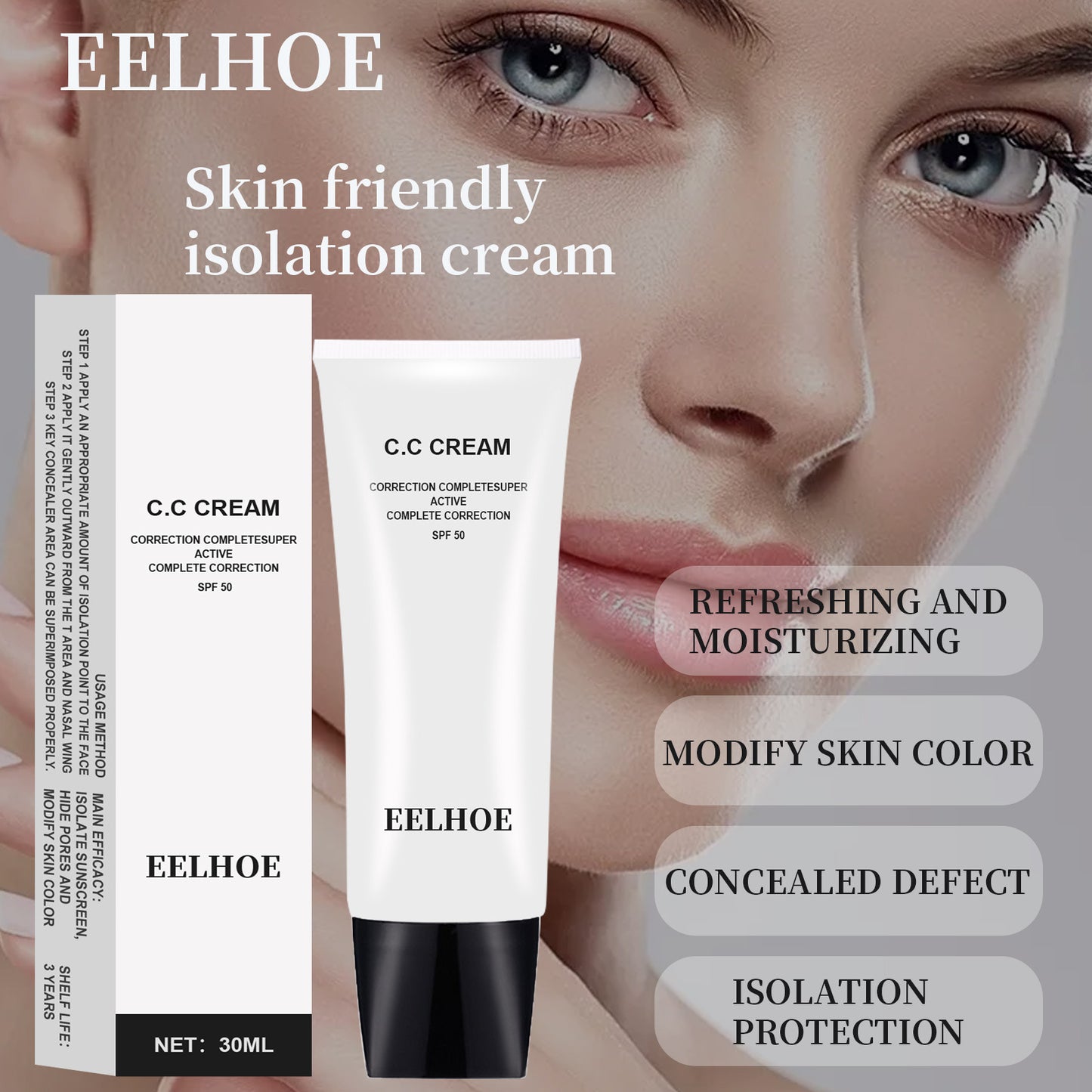 Isolation Cream Natural Color Ivory White Soft Moisturizing Isolation Foundation Before Makeup Moisturizing Skin