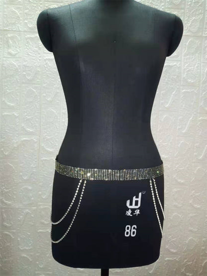 European and American wish ebay fashion women's clothing hot models super shiny diamond waist chain nightclub performance belt HD1149