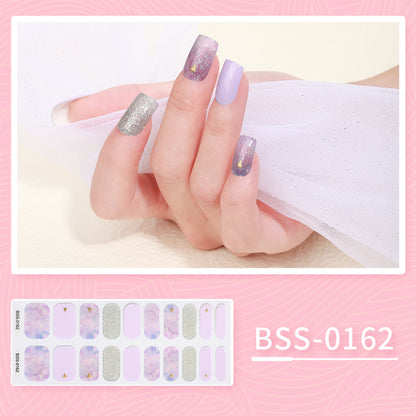 Cross-border 2023 European and American Gel Nail Sticker Waterproof 3D Bronzing Flower UV Phototherapy Semi-curing Nail Sticker Wholesale