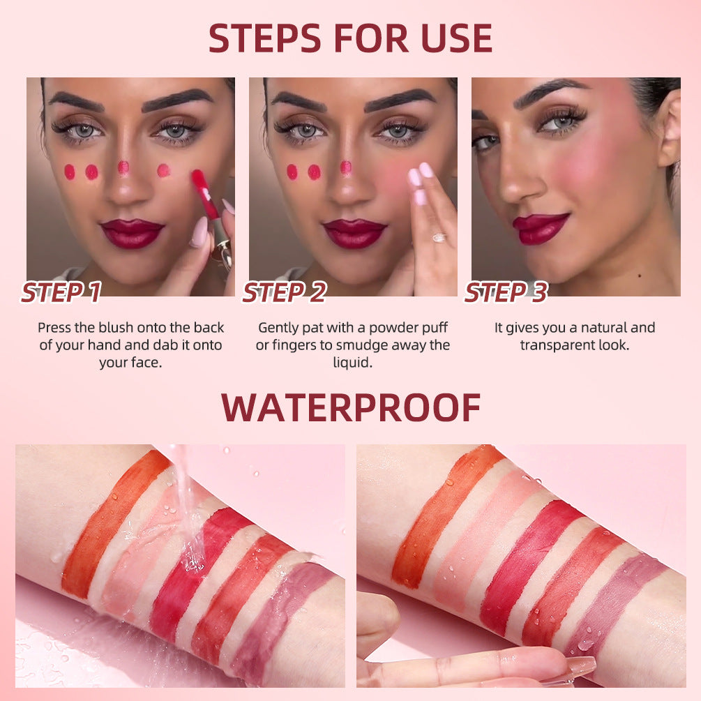 QiBest liquid blush, silky and natural makeup, brightening, moisturizing rouge blush, not easy to fade, rouge powder cream