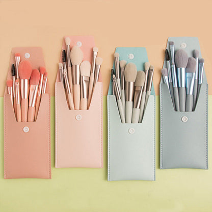 8 Mini Makeup Brush Set Morandi Portable Soft-Bristled Beginner Makeup Tool Set