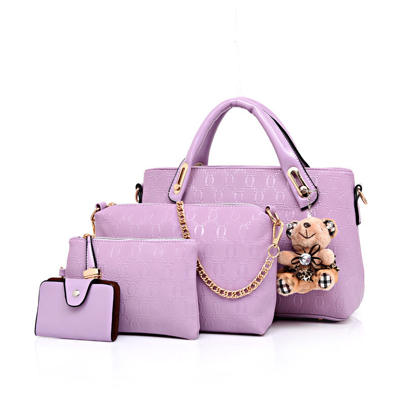 Cross-border women's bag 2024 new fashion leisure bear four-piece set mother-and-child bag shoulder crossbody handbag women's bag wholesale