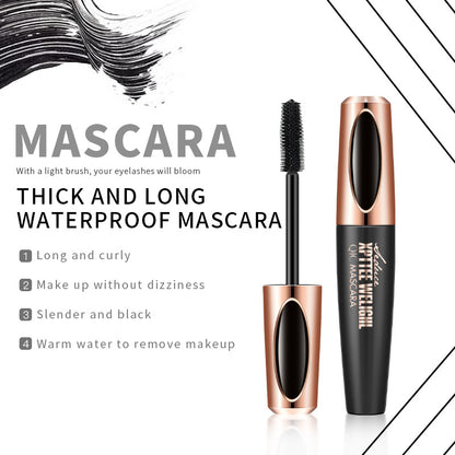 Cross-border Makeup QIC Membrane Volumizing Mascara Waterproof Thick Slender Curling Silicone Brush Head 4D Mascara