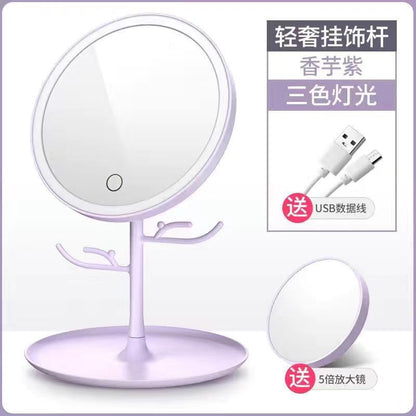 Send Douyin Internet celebrity led makeup mirror desktop desktop mirror student convenient fill light beauty mirror color box