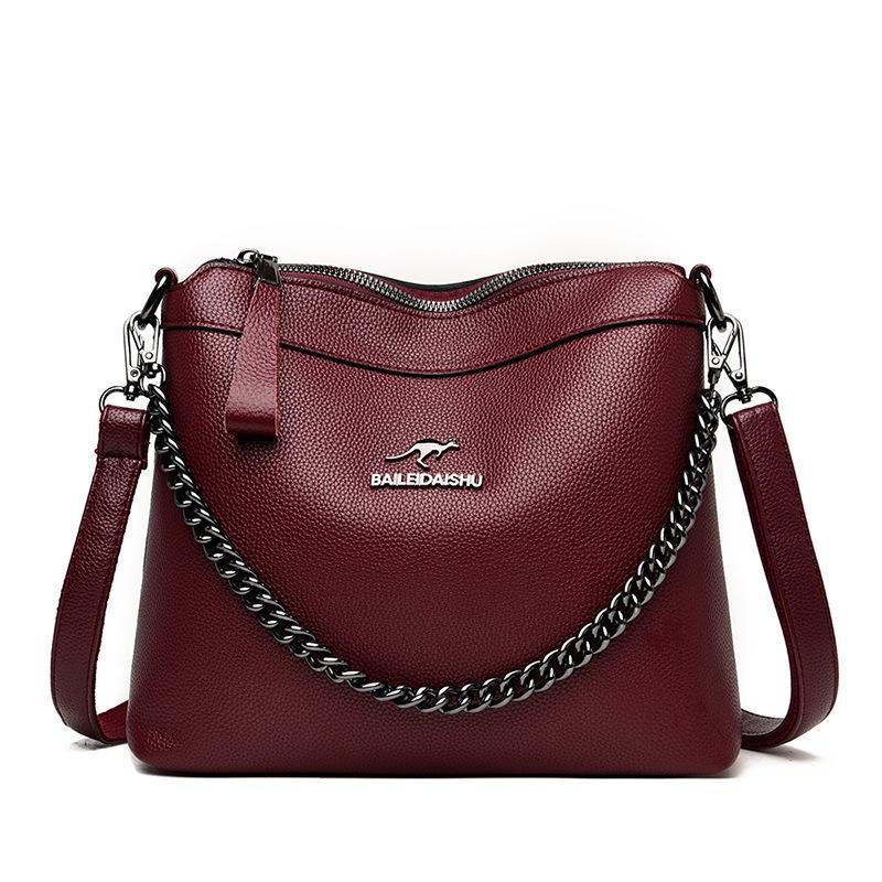 Large Capacity Women's Bag Wholesale Middle-aged Women's Bag 2023 New Crossbody Fashion Versatile Soft Leather Single Shoulder Crossbody Mom Bag