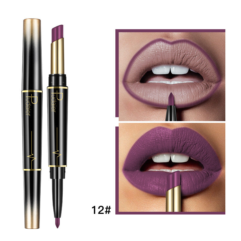 Hot Selling Pudaier Double Lipstick Lip Liner Matte Lip Glaze 16 Colors Lipstick Genuine Makeup Spot