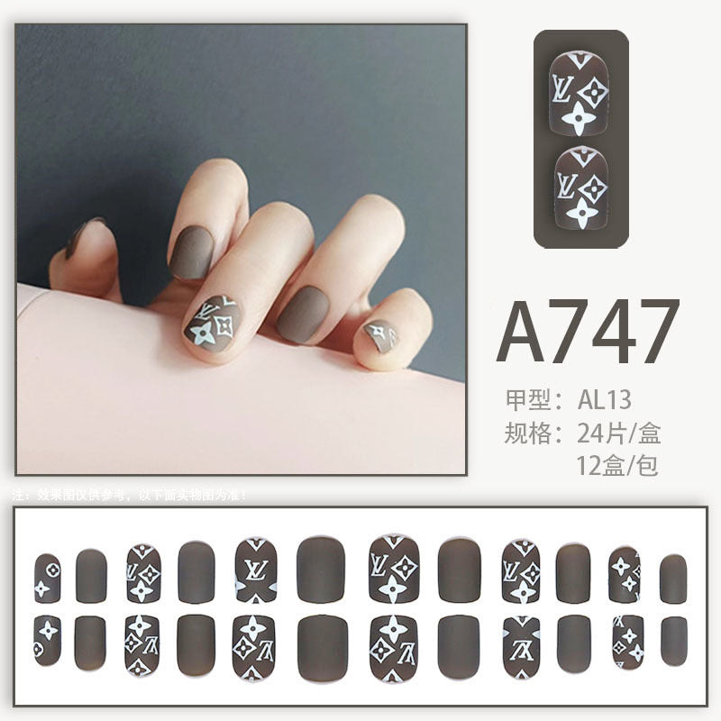 Fresh French flowers, cute ins wind, ice and transparent stars, long style, short style, white, high-end manicure and wearable nails