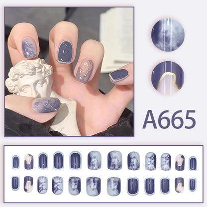 Autumn and winter gentle and pure desire simple style wearable manicure patches short, medium and long style white removable fake nail patches