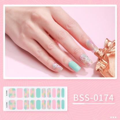 Cross-border 2023 European and American Gel Nail Sticker Waterproof 3D Bronzing Flower UV Phototherapy Semi-curing Nail Sticker Wholesale