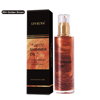 Amazon body luminous oil body shimmer oil face body trimming liquid high light oil export