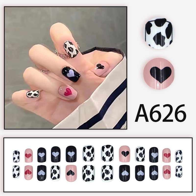 Summer and autumn gentle and simple pure lust style wearable nail patches printed solid color French style removable manicure fake nail patches wholesale