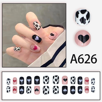 Summer and autumn gentle and simple pure lust style wearable nail patches printed solid color French style removable manicure fake nail patches wholesale