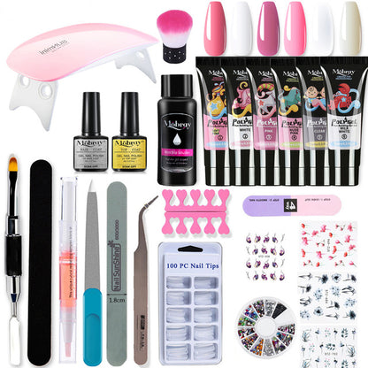 Cross-border exclusive crystal extension gel manicure tool set nail model fast phototherapy gel nail paperless gel