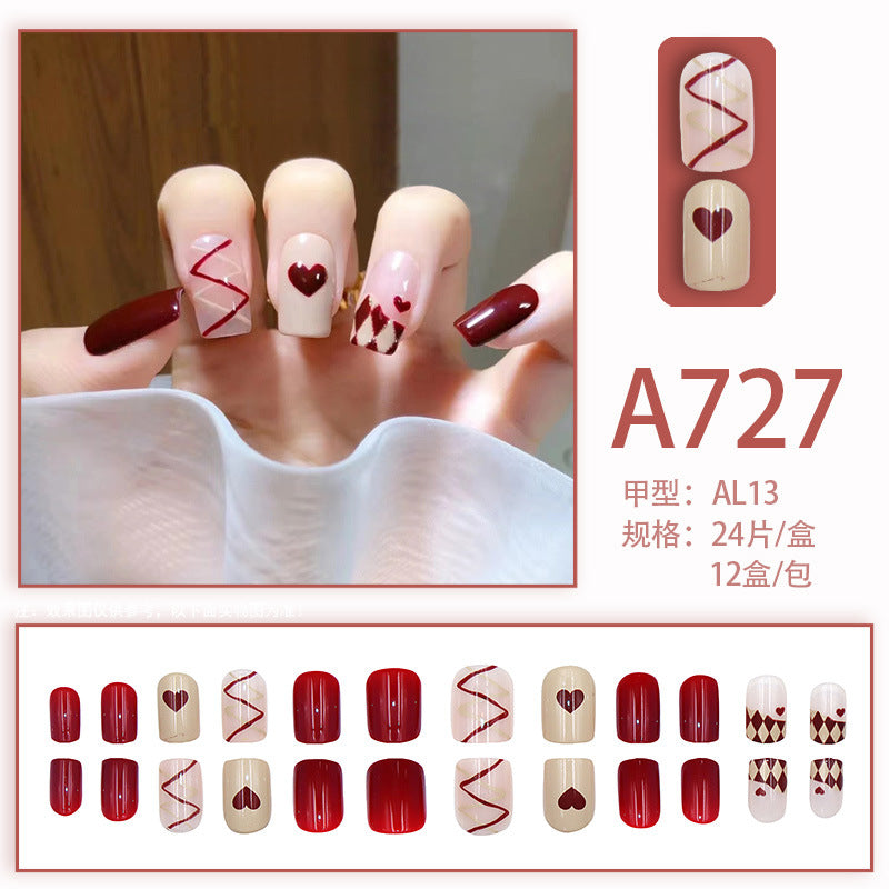 Fresh French flowers, cute ins wind, ice and transparent stars, long style, short style, white, high-end manicure and wearable nails