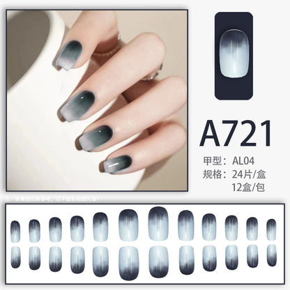 Fresh French flowers, cute ins wind, ice and transparent stars, long style, short style, white, high-end manicure and wearable nails