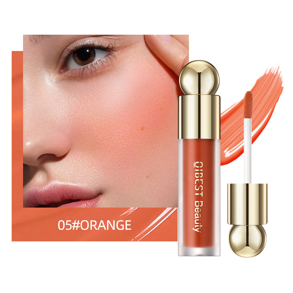 QiBest liquid blush, silky and natural makeup, brightening, moisturizing rouge blush, not easy to fade, rouge powder cream