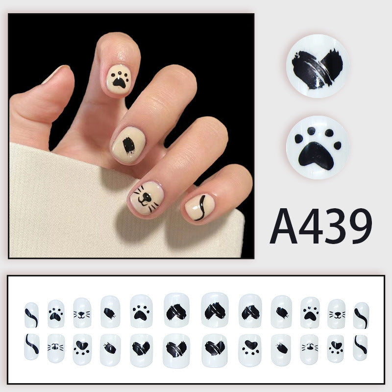 Wearable manicure nail pieces blooming French ins Aurora removable fake nails bow frosted ice transparent small clear