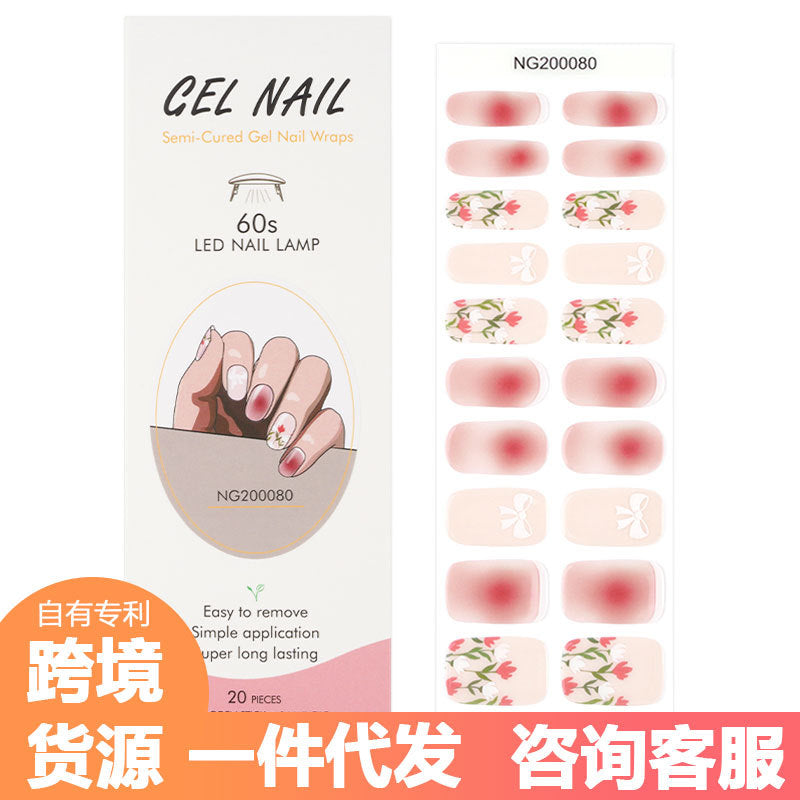 Manufacturers source light gel manicure stickers semi-cured Korean nail polish gel nail stickers half-baked manicure stickers half-baked