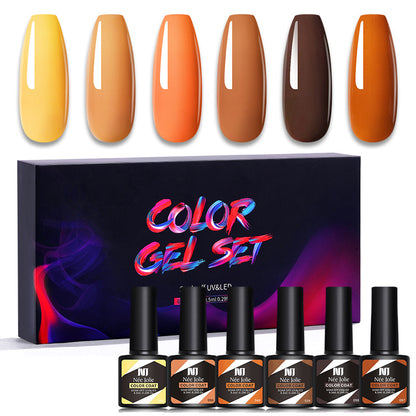 Nee Jolie cross-border new product wholesale 6 color box set nail polish glue set UV phototherapy glue base glue sealer