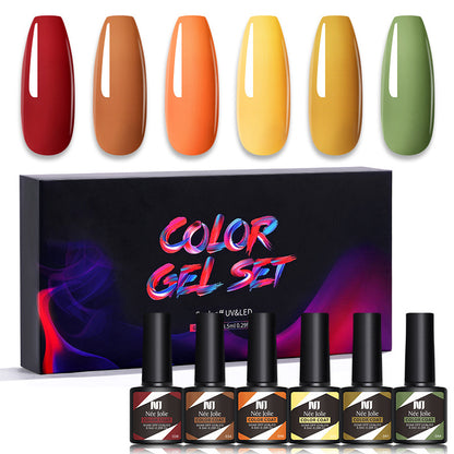 Nee Jolie cross-border new product wholesale 6 color box set nail polish glue set UV phototherapy glue base glue sealer