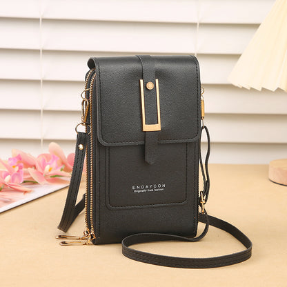 The new transparent touch screen mobile phone bag trend simple oblique small bag multi-functional mobile phone women's bag coin bag vertical oblique