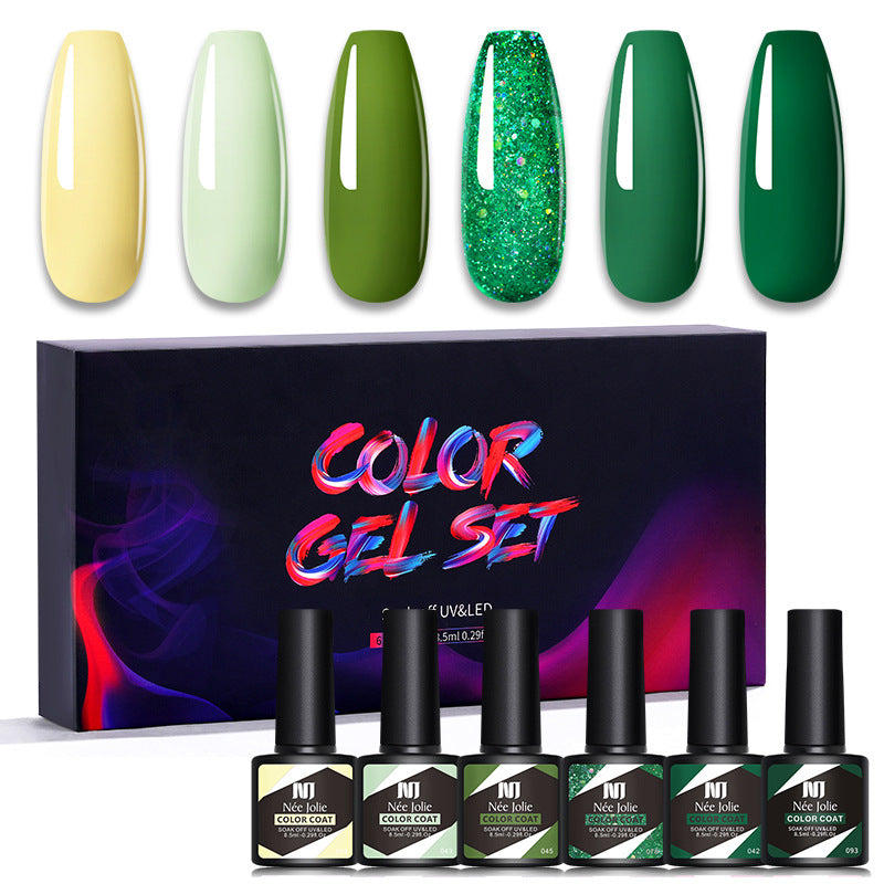 Nee Jolie cross-border new product wholesale 6 color box set nail polish glue set UV phototherapy glue base glue sealer