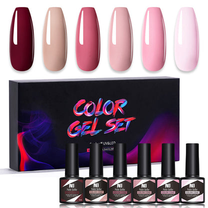 Nee Jolie cross-border new product wholesale 6 color box set nail polish glue set UV phototherapy glue base glue sealer