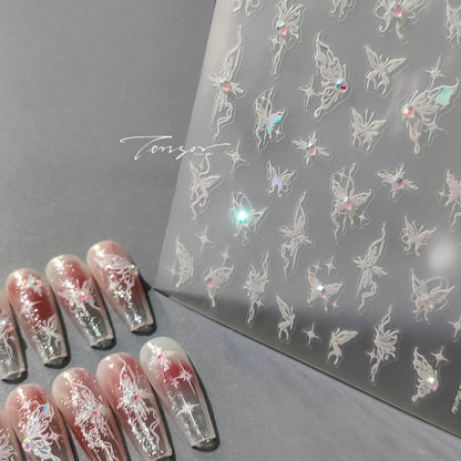 Iron element new technology butterfly 5D nail stickers ins relief adhesive nail stickers exquisite diamond series TL-087