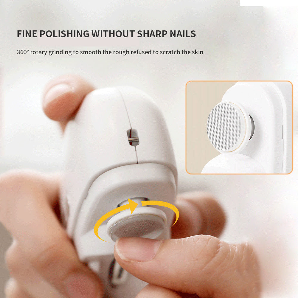 Cross-border 2-speed electric nail grinder with light, household rechargeable, splash-proof, long-lasting nail clippers, low noise, beautiful and bright nail grinder