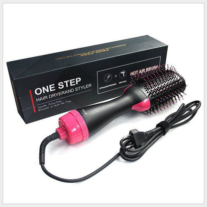 Factory stock wholesale function hot air comb 2 in 1 negative ion hair care fluffy curling iron straight hair comb hair dryer comb