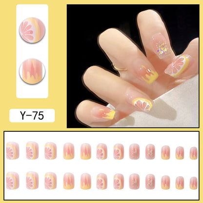 Y2 Wearable Manicure Removable Fake Nail Patch Internet Celebrity Girls Short Manicure Finished Product Cute Internet Celebrity New Style