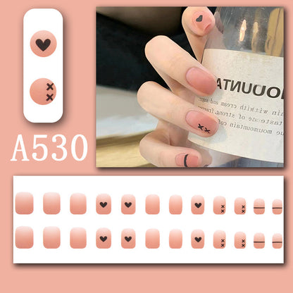 Summer fresh, sweet and cool style manicure, wearable nail pieces, French line blending, removable fake nail pieces, finished products wholesale