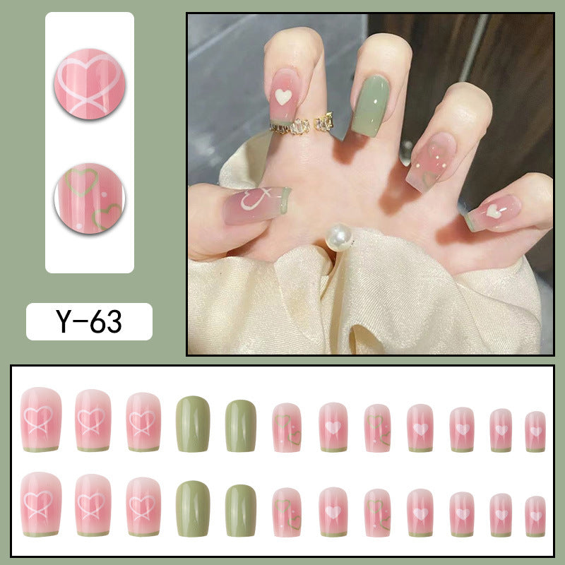 Y2 Wearable Manicure Removable Fake Nail Patch Internet Celebrity Girls Short Manicure Finished Product Cute Internet Celebrity New Style