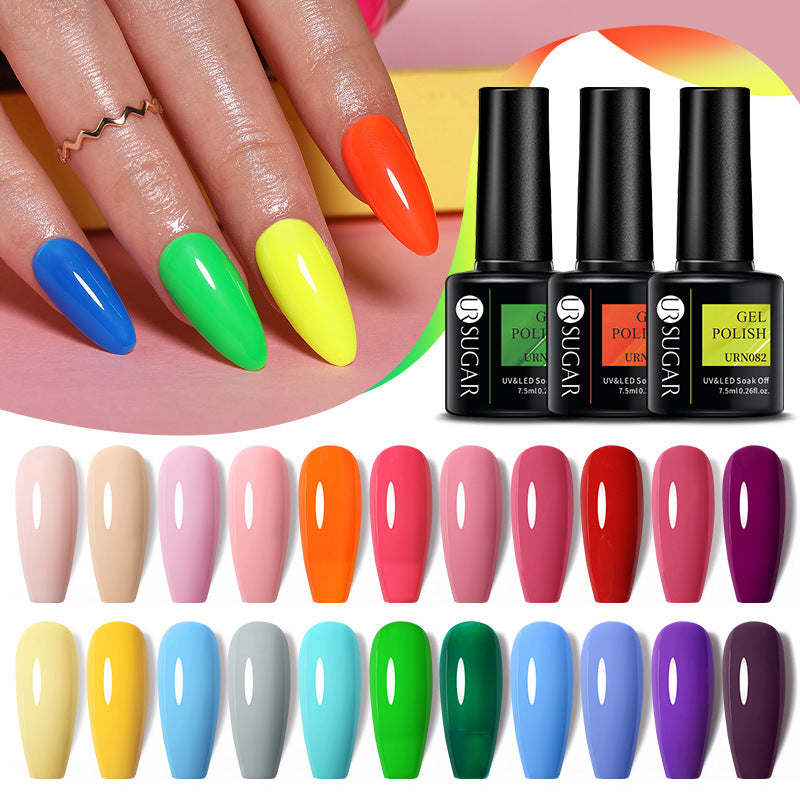 UR SUGAR a bottle of one-color nail polish glue 2021 new flash powder solid color glue matte seal layer net red style