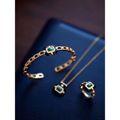 Enamel Stone Graceful And Fashionable Women's French Retro Ring
