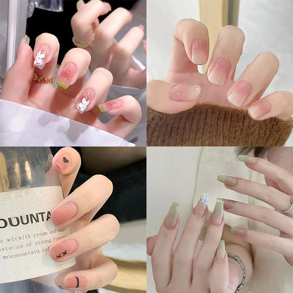 Summer fresh, sweet and cool style manicure, wearable nail pieces, French line blending, removable fake nail pieces, finished products wholesale