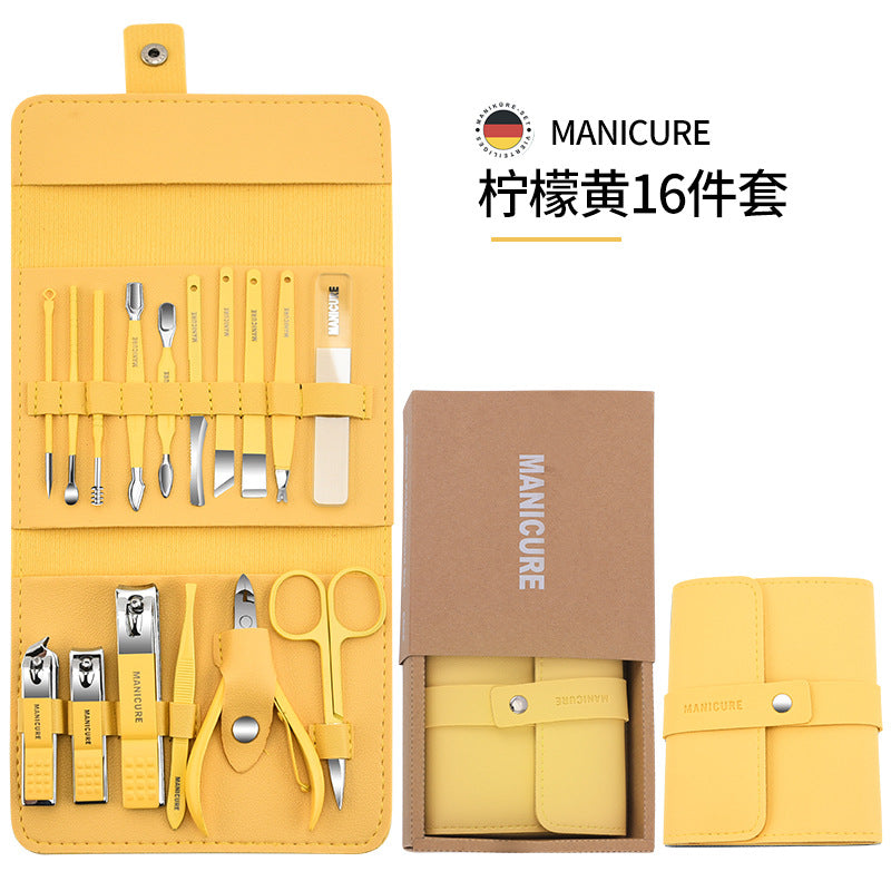 Stainless steel nail clipper set nail clipper gift set customized logo 16-piece nail clipper set Douyin hot style